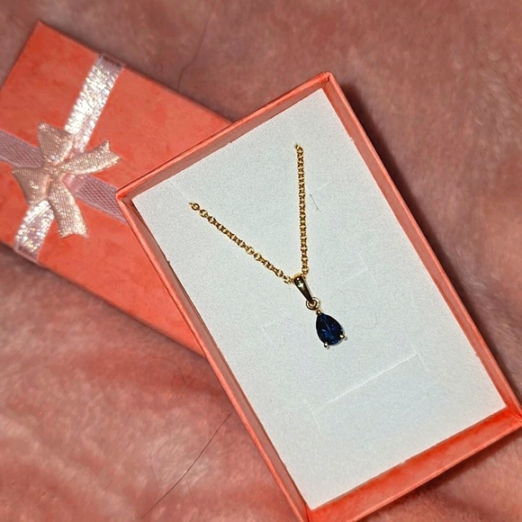 NWT - Deep Blue London Topaz on Gold Chain - Picture 5 of 10